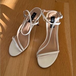 Aqua Women's Cream Strappy Heels